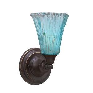 Toltec Lighting Any 1 - Light Sconce in  Dark Granite with 5.5" Fluted Teal Crystal  Shade - 1 of 1