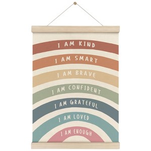 Aoibox I Am Kind Smart Inspirational Poster Hanger Frame, Boho Rainbow Wall Art with Wooden Frames, Positive Affirmation Decor - 1 of 4
