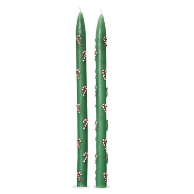 tag Candy Cane Hand Painted Taper S/2