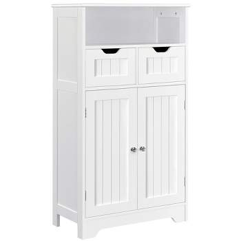 Yaheetech 4-Tier Bathroom Floor Cabinet with Adjustable Shelf White