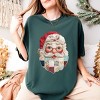 Santa Face Patchwork Print - Women's Garment Dyed Tee - 3 of 4