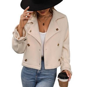 Women Casual Coat Long Sleeve Button Down Winter Jackets For Women Warm Coats White L - 1 of 4