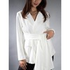 Jess by Meiko Women's Faux Suede Notched Lapel Wrap Belt Blazer - 2 of 4