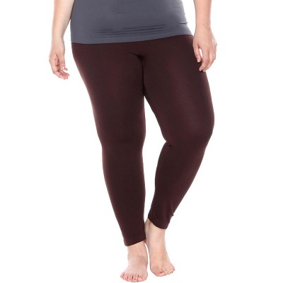 Women's Plus Size Super-stretch Solid Leggings Brown One Size Fits Most ...