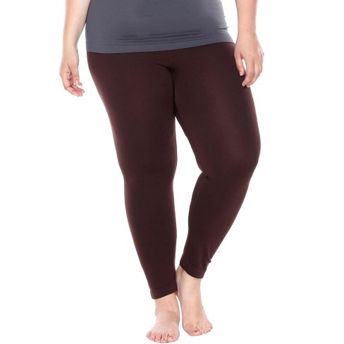 Women's Plus Size Super-stretch Solid Leggings Brown One Size Fits Most Plus  - White Mark : Target