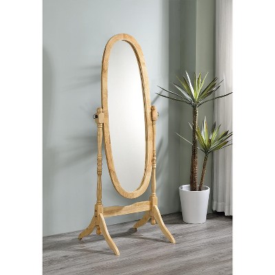 VYNXARIA 59" x20" Oval Full Length Mirrors ,Tall Standing Wooden Floor Mirror For Living Room Bedroom, Natural