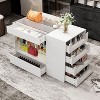 FUFU&GAGA White Glass-Drawer Buffet Island Storage Display Organizer Unit Closet - 4 of 4