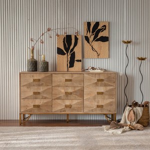 LOVSON 9 Drawer Storage Chest, Modern Dining Sideboard and Chest of Drawers for TV Cabinets, Light Wood for Bedrooms, Living Rooms and Hallways - 1 of 4