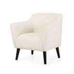 Alphonse Contemporary Boucle Fabric Arm Chair Ivory/Matte Black - Christopher Knight Home