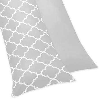 Sweet Jojo Designs Boy or Girl Gender Neutral Unisex Body Pillow Cover (Pillow Not Included) 54in.x20in. Trellis Grey and White