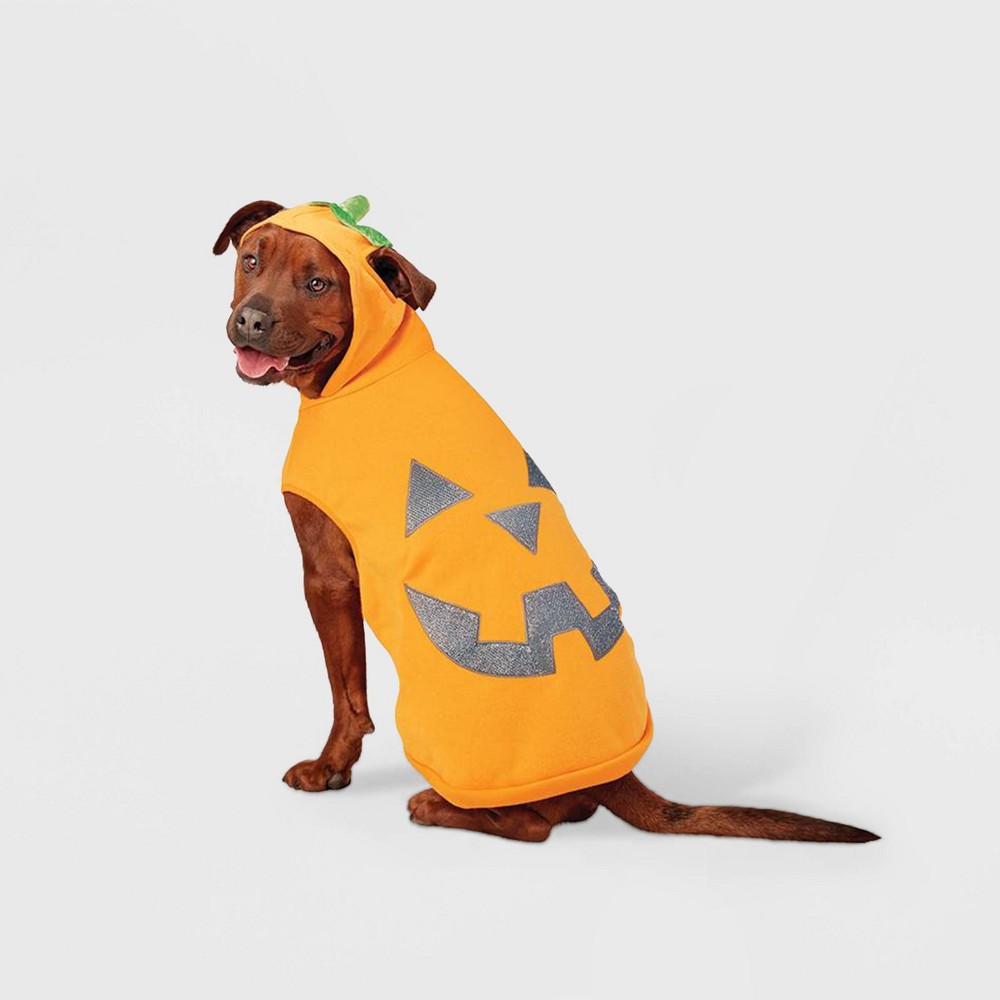 Halloween Reflective Jack-o'-lantern Pumpkin Hoodie Dog Costume - L - Hyde & EEK! Boutique