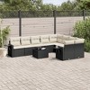 vidaXL 10 Piece Patio Sofa Set with Cushions Black Poly Rattan - Black and Cream With Table - 2 of 4