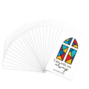 Dicksons I Am with You Always Stained Glass Pattern 3 x 2 Paper Itty Bitty Bookmark Pack of 24 - 1 of 2