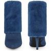 BLISSFUL STEP Women's Faux Fur Stiletto Heel Pointed Toe Ankle Boots - 2 of 4