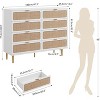 Rattan Dresser with 8 Drawers, Tall Modern Closet with Deep Storage, Large Chest of Drawers with Wide Top, Long Wooden Dresser for Living Room - 3 of 4