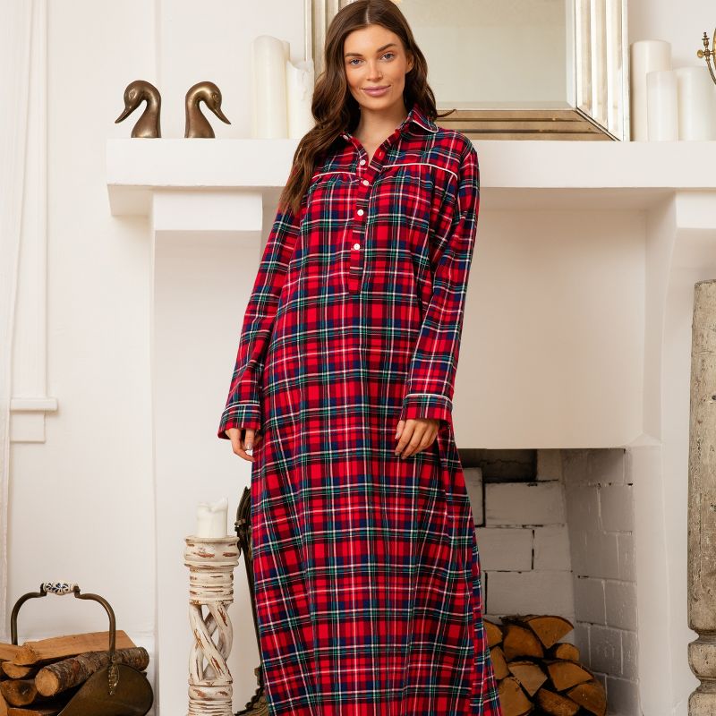 Women's Soft Cotton Flannel Nightgown with Buttons, 2 of 6
