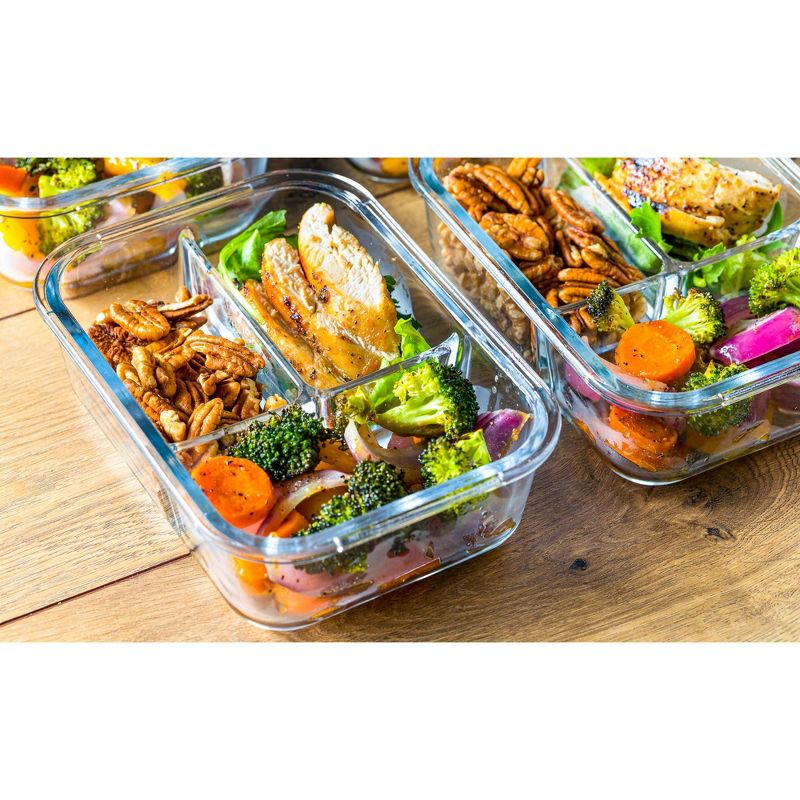 Lexi Home 3-Compartment 35 oz. Glass Meal Prep Container, 5 of 6