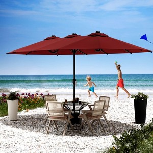 Maggift Large Patio Umbrella, Twin Umbrella Outdoor Patio, Double-Sided Rectangle Market Umbrella for Pool Lawn Garden Red, 181.1"*106.2"*94.5" - 1 of 4