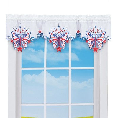 Collections Etc Patriotic Butterfly Stars Cut-Out Window Valance
