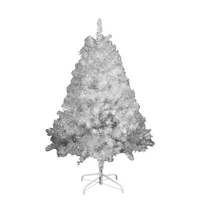 Silver Pre-Lit Christmas Tree, 800 Branch Tips, 300 LED Lights, 11Modes, Hinged Full Design with Metal Stand, Perfect Indoor&Outdoor Holiday Decor,6FT