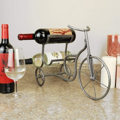 Vintage Black Metal Bicycle Wine Rack for 3 Bottles