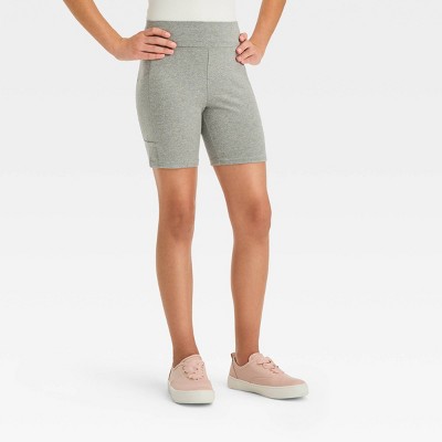 Women's Seamless Crossover Waistband Bike Shorts - Colsie™ Gray M