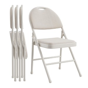 Nasitip Folding Chairs, Linen Padded Foldable Chair Set, Heavy Duty Metal Folding Chair with Soft Cushion and Back - 1 of 4