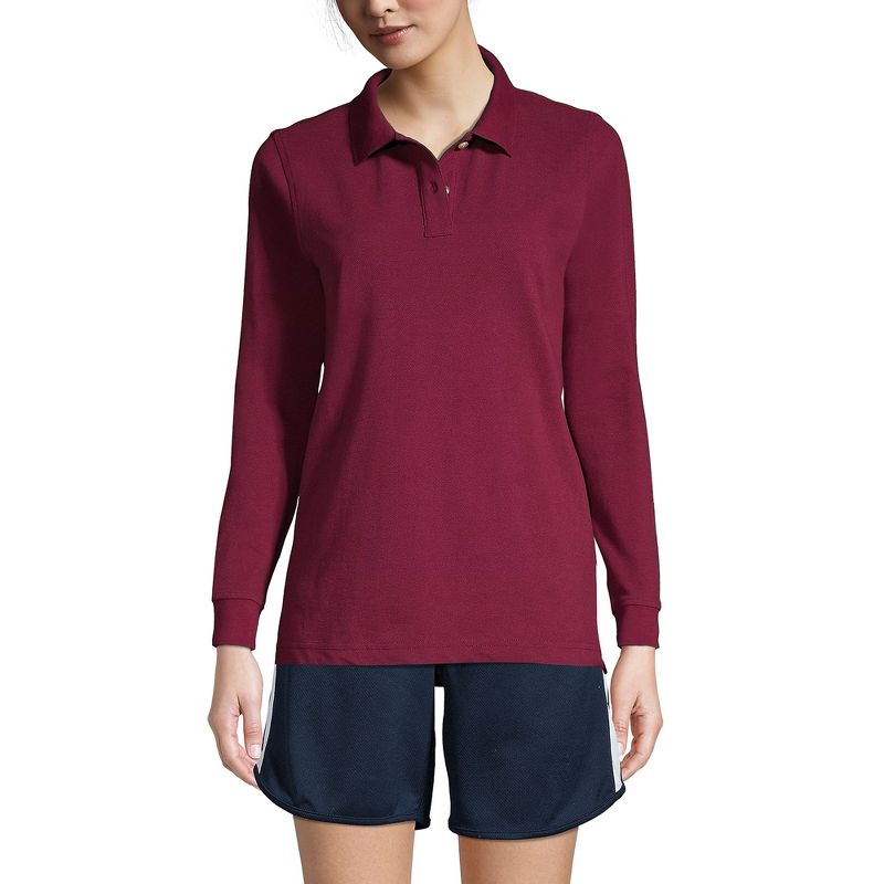 School Uniform Young Women's Long Sleeve Mesh Polo Shirt, 2 of 3