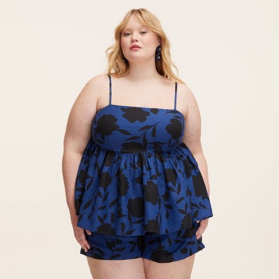 Women's Classic Rose Linen Baby Doll Tank Top -  kate spade new york x Target Navy/Black