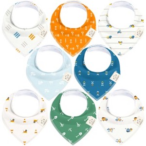 8pk Organic Baby Bandana Bibs, Baby Drool Bibs for Baby Boy, Girl, Baby Bibs for Infant, Newborn - 1 of 4