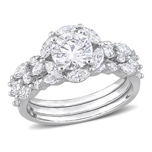 EVERLY JEWELRY | Sterling Silver 3 CT DEW Created Moissanite-White Bridal Ring Set - 1 of 4