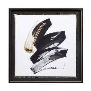 Abstract Talon Framed Glass and Single Matted Foiled Deckle Edge Wall Art Black - Madison Park: Screen Print, Vertical Orientation, D Ring Mount - 1 of 4