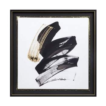 Abstract Talon Framed Glass and Single Matted Foiled Deckle Edge Wall Art Black - Madison Park