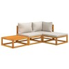 vidaXL 4-Piece Patio Furniture Set – Solid Acacia Wood Lounge Set with Light Gray Cushions – Modular Garden Sofa - 3 of 4
