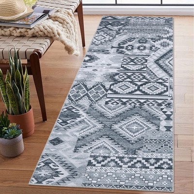 Vintage Area Rug Bohemian Washable Rug Soft Low Pile Rugs for Living Room Bedroom Dining Room
