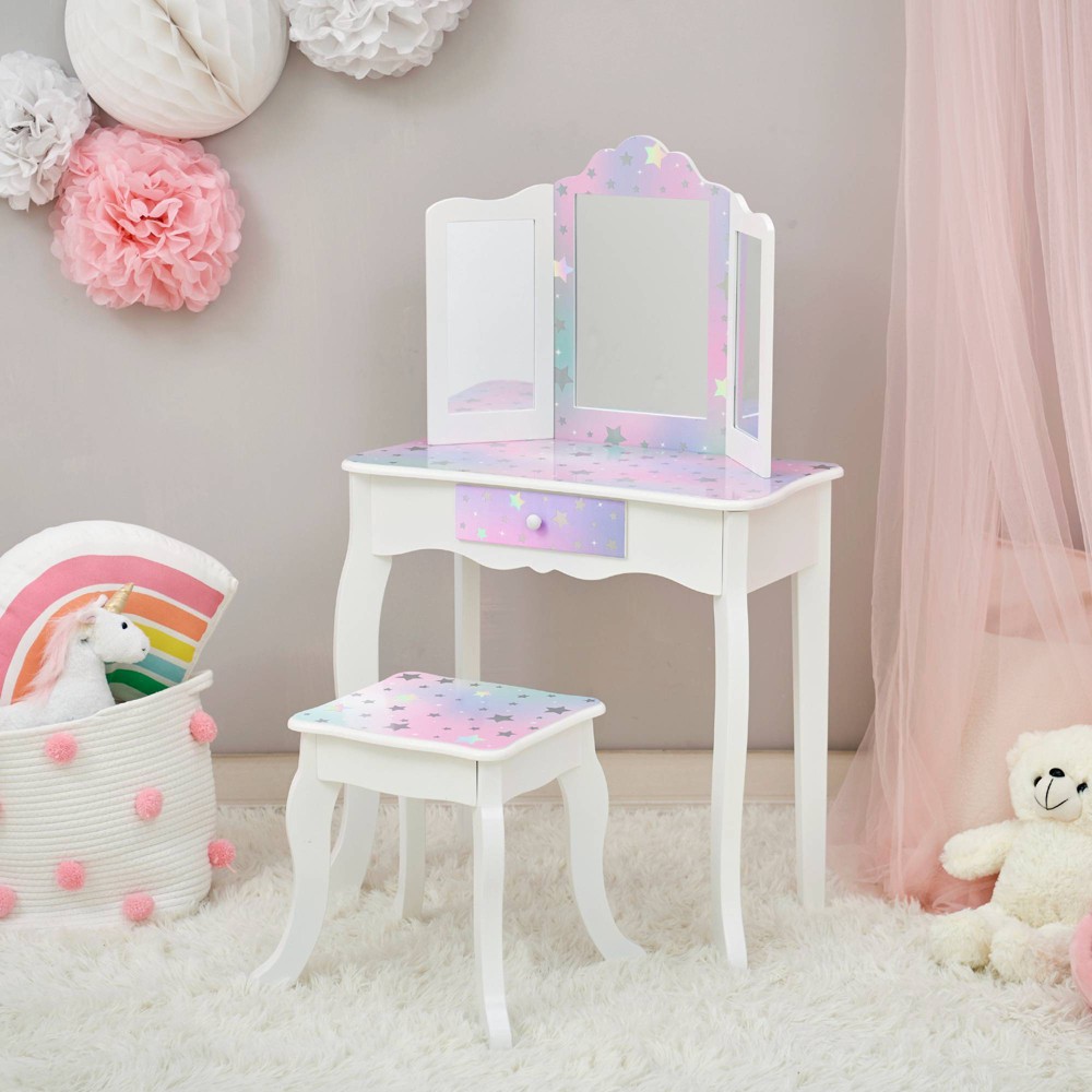 Photos - Other Furniture Little Princess Gisele Starry Sky Kids' Vanity White/Lavender - Fantasy Fi