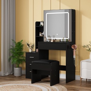 black dress with peter pan collar ALFORDSON Dressing Table Stool Set Makeup Foldable Mirror Vanity Desk   Black Lord