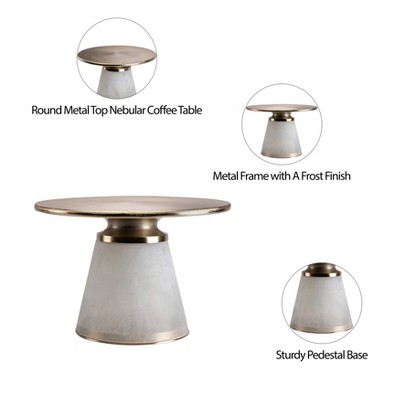 Round Frosted Glass and Metal Coffee Table, 24"