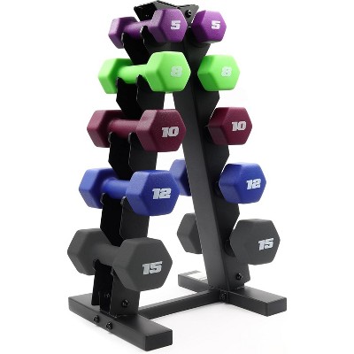 CAP Barbell Neoprene Coated Dumbbell Set, Color Coded Free Weights, Multiple Sizes & Color Options