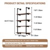 Industrial Pipe Shelf 4 Tier, 30 Inch Metal Wall Mounted Shelving, Floating Shelves Wih Real Wood - 3 of 4
