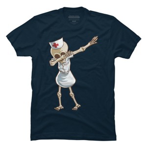 Men's Design By Humans Halloween Dabbing Funny Skeleton Nurse RN Costume Gift By COVI T-Shirt - 1 of 4