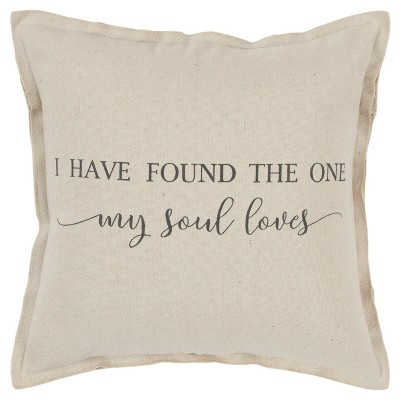 Oversized 'My Soul Loves' Quote Poly Filled Square Throw Pillow Neutral - Rizzy Home