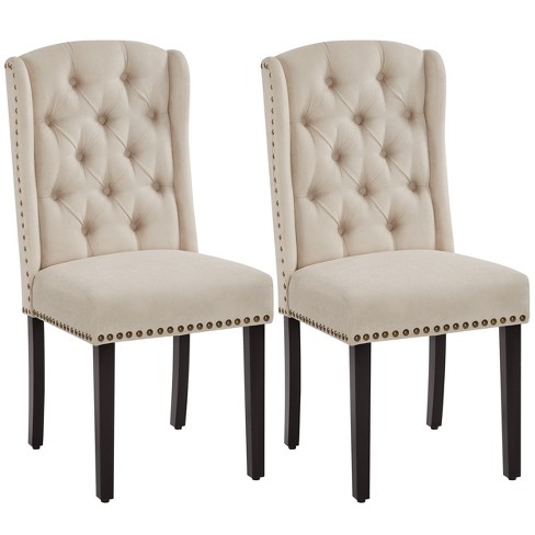 Button Tufted Dining Chairs - Set of 2