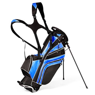 Costway Golf Stand Cart Bag Club w/6 Way Divider Carry Organizer Pockets Storage Blue