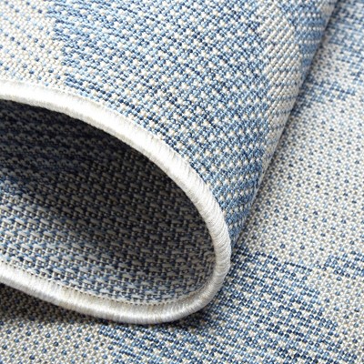 Calla Chic Herringbone 7'9"x10'2" Indoor/Outdoor Area Rug in Blue/Gray