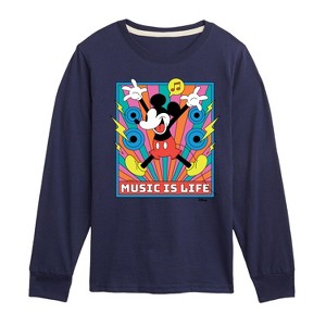 Boys' - Disney - Mickey Music Is Life Long Sleeve Graphic T-Shirt - 1 of 4
