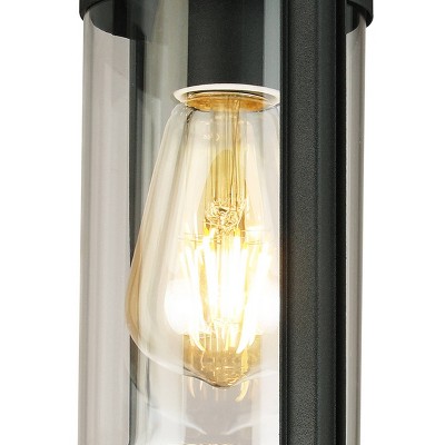 Walker Hill Matte Black Glass Outdoor Flush Mount Light