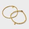 Tiny Tags 14K Gold Ion Plated with Brown Enamel Paw Print Beaded Stretch Bracelet Set - Gold - 3 of 4