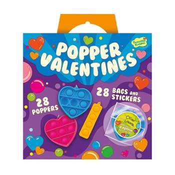 Peaceable Kingdom Valentines Cards for Kids Classroom - Set of 28 Valentines Day Gifts - Mini Popper Heart Pop It Fidgets