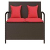 43.7"Patio Storage Bench with Cushion Brown Poly Rattan - 4 of 4